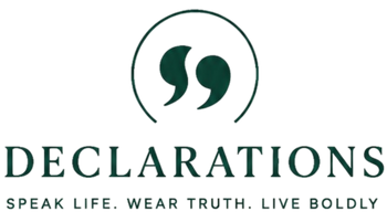 Logo of 'DECLARATIONS' with a quote mark design on a white background