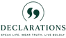 Logo of 'DECLARATIONS' with a quote mark design on a white background