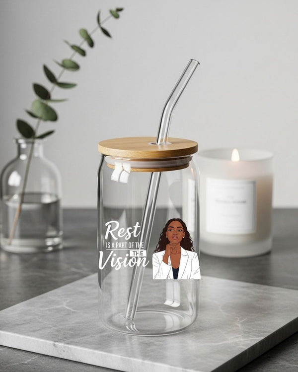 Rest Is Part of the Vision 16oz Glass Tumbler
