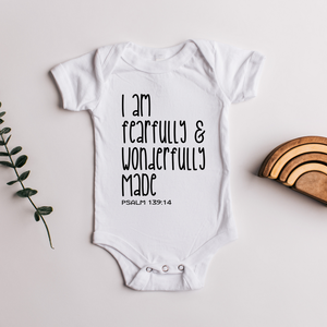 Fearfully & Wonderfully Made | Premium 100% Cotton | Natural Tone Infant Onesie | Short Sleeve - Beyond The Aisle